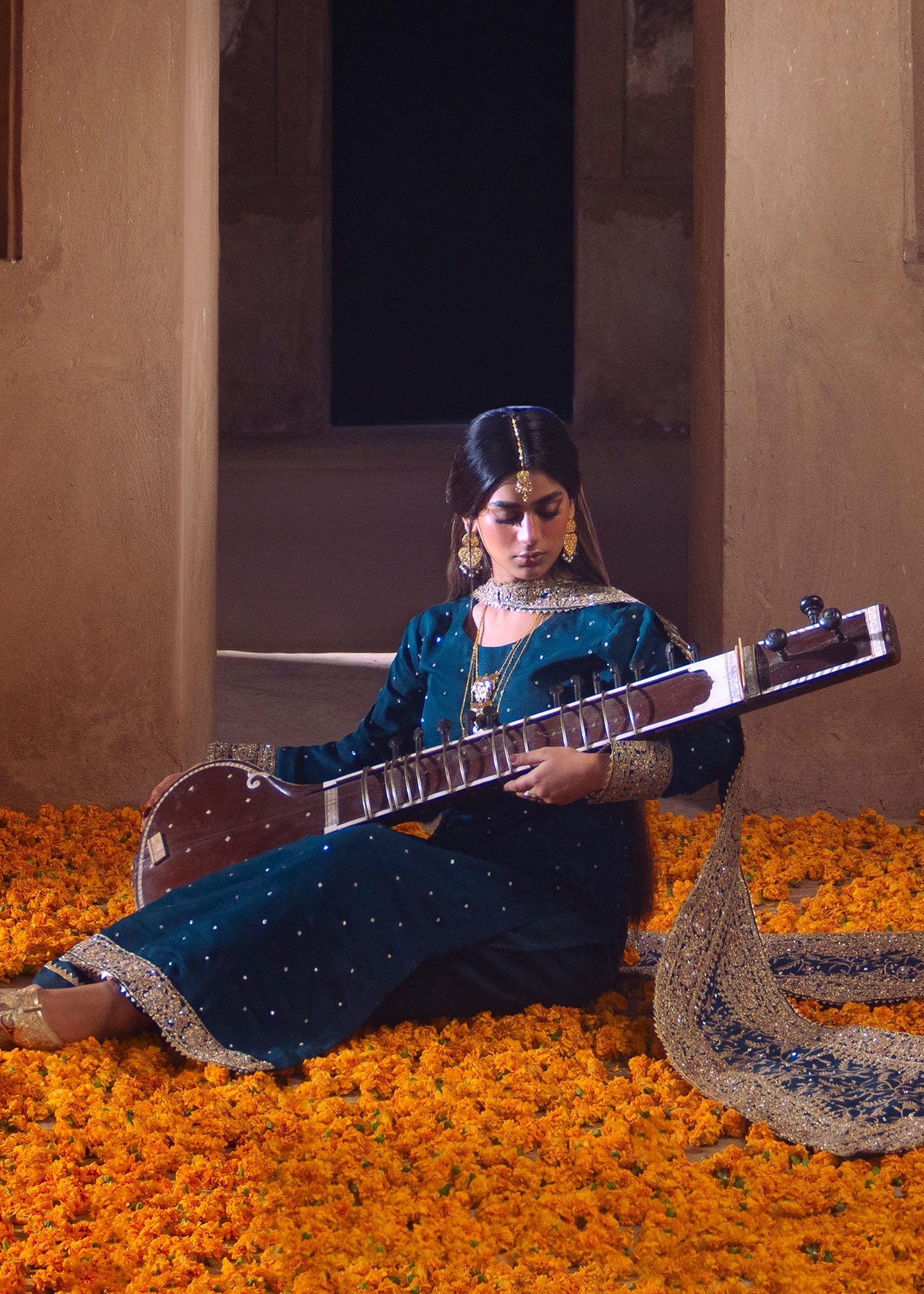 Formal Wear Cobalt Blue Chiffon Pakistani Suit Online in Sri Lanka India Australia