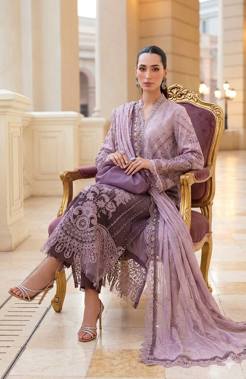 Formal Wear Purple Designer Lawn Suit Online in UK USA Canada