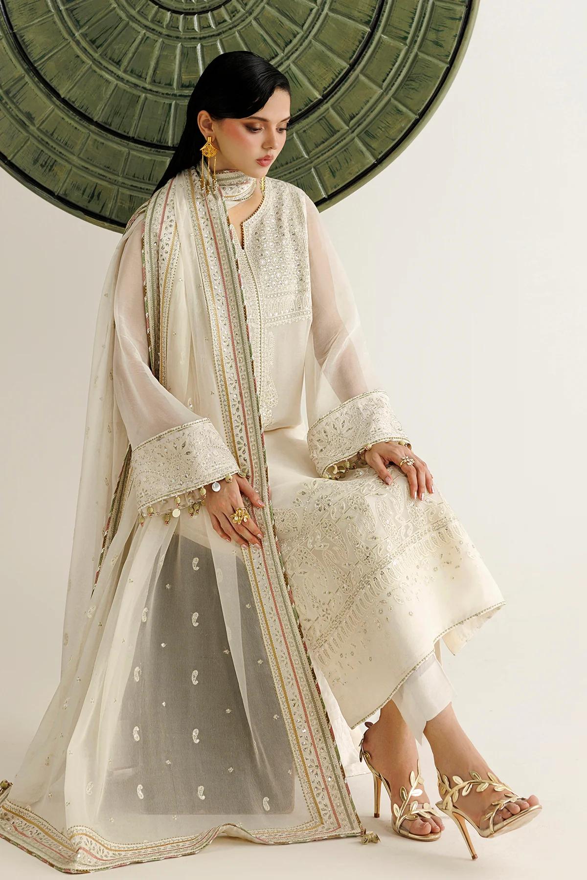 Formal White Chiffon Shalwar Kameez Online in UK USA Canada