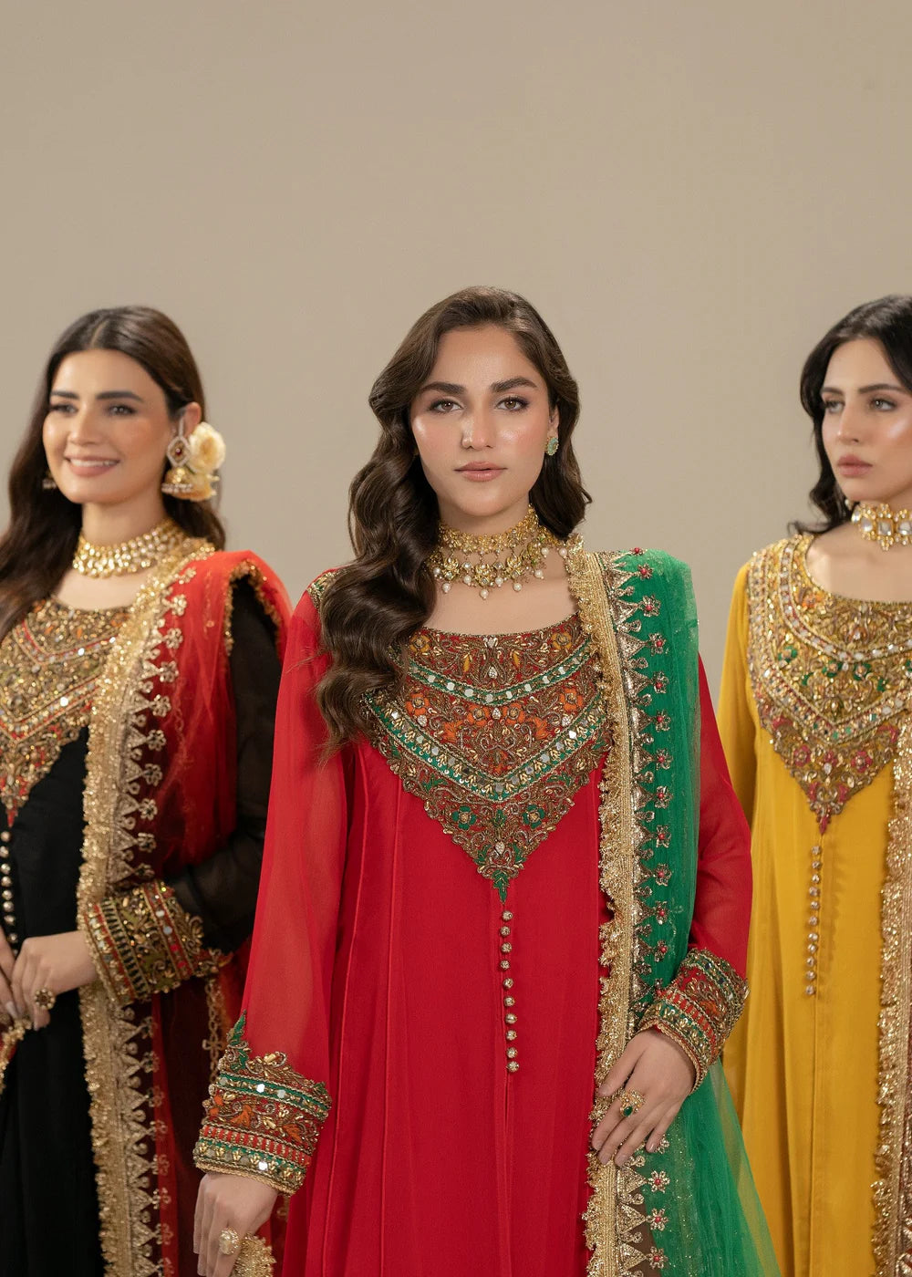 Hand Embroidered Red Pure Chiffon Suit