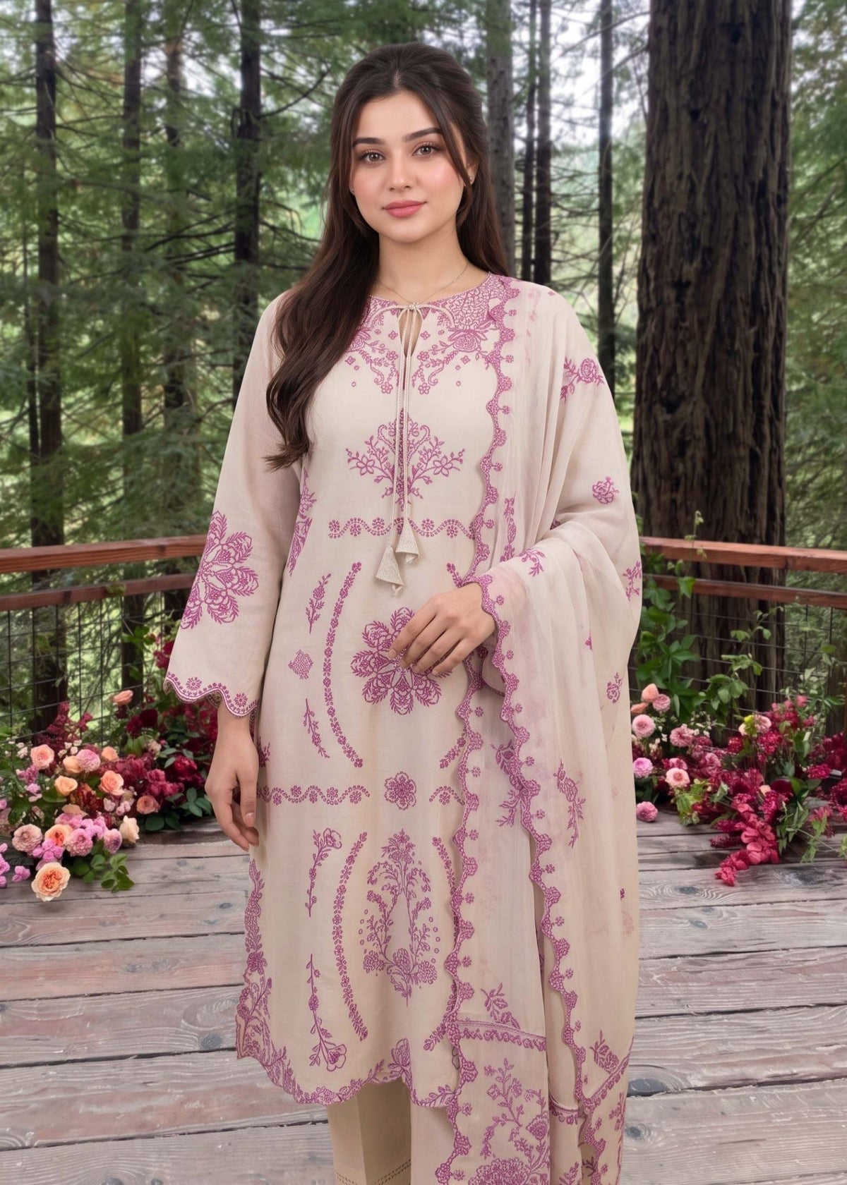 Frost Embroidered Cotton Salwar Kameez Online in KSA Riyadh Saudi Arabia Oman Bahrain Qatar