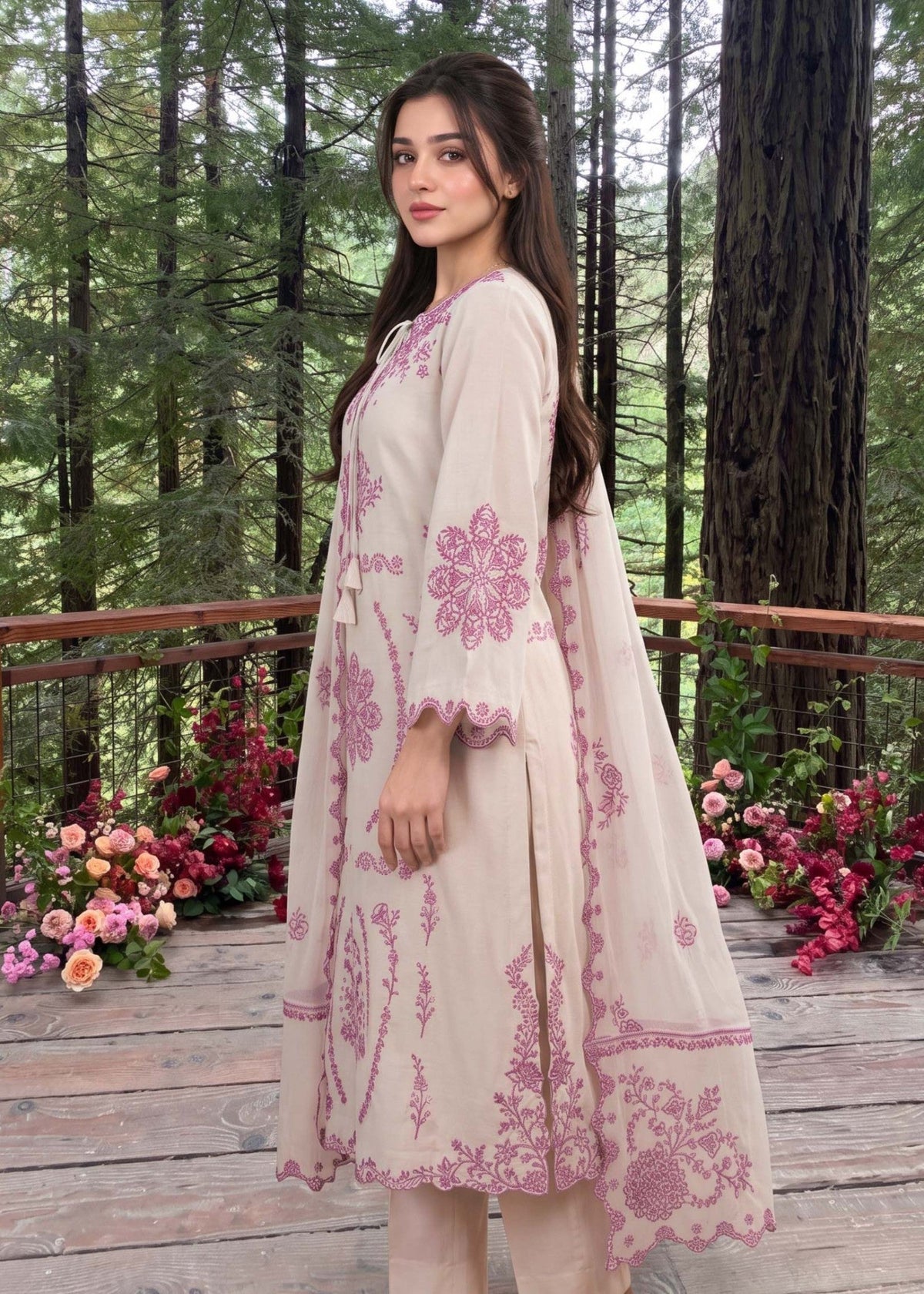 Frost Embroidered Cotton Salwar Suit Online in Dubai UAE Abudhabi Ajman Sharjah