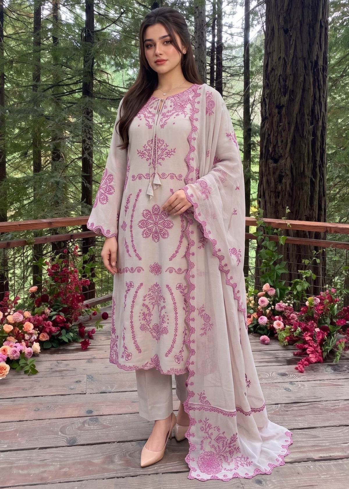 Frost Embroidered Cotton Straight Kurta Set Online in Dubai DXB UAE Abudhabi Meena Bazaar