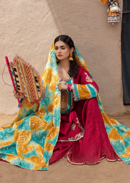 Fuchsia Crush Sharara with Kurti Dupatta Online in Dubai DXB UAE Abudhabi Meena Bazaar
