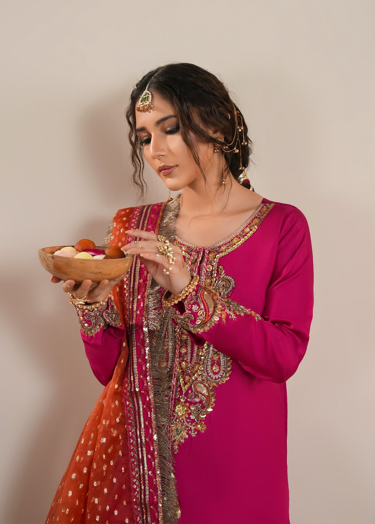 Fuchsia Embellished Wedding Sharara Online in UK USA Canada