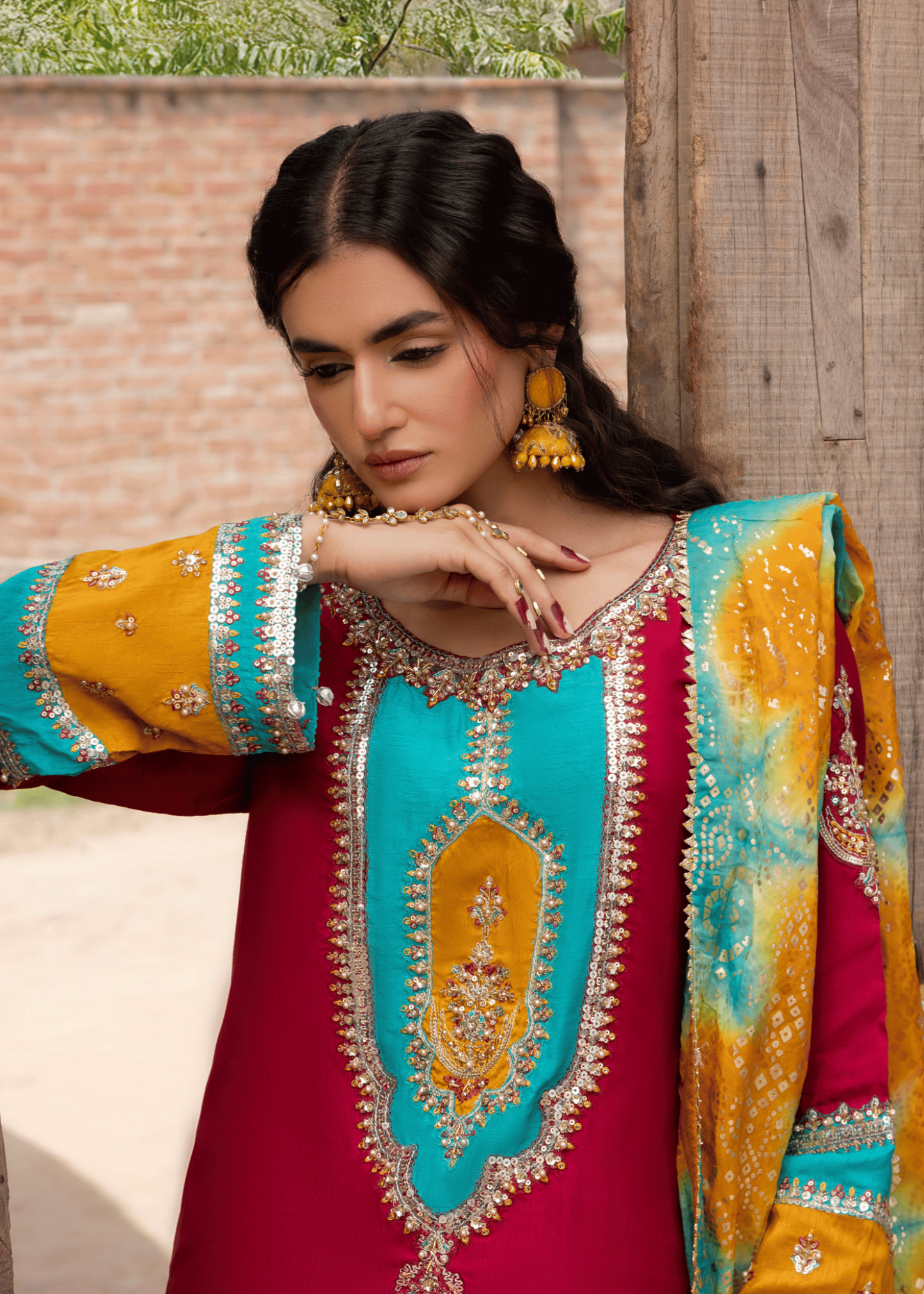 Fuchsia Embroidered Sharara with Dupatta Online in Sri Lanka India Australia