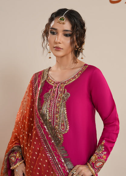 Fuchsia Organza Dupatta Sharara Suit Online in Sri Lanka India Australia