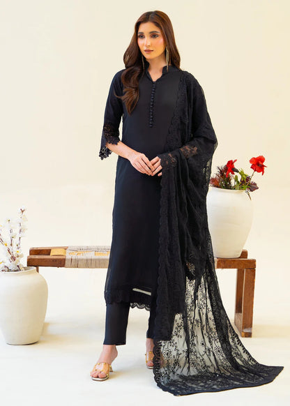 Full Black Chiffon Partywear Suit with Chikankari Embroidered Dupatta