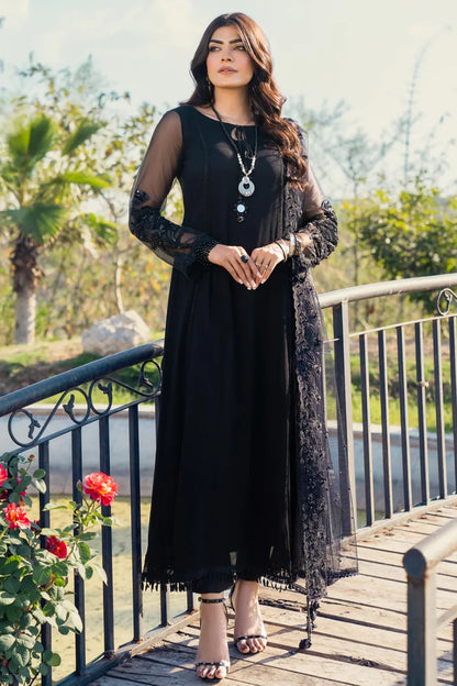 Black Readymade Chiffon Anarkali