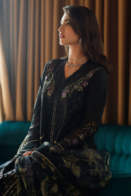 Black Sequins Embroidered Lawn Suit