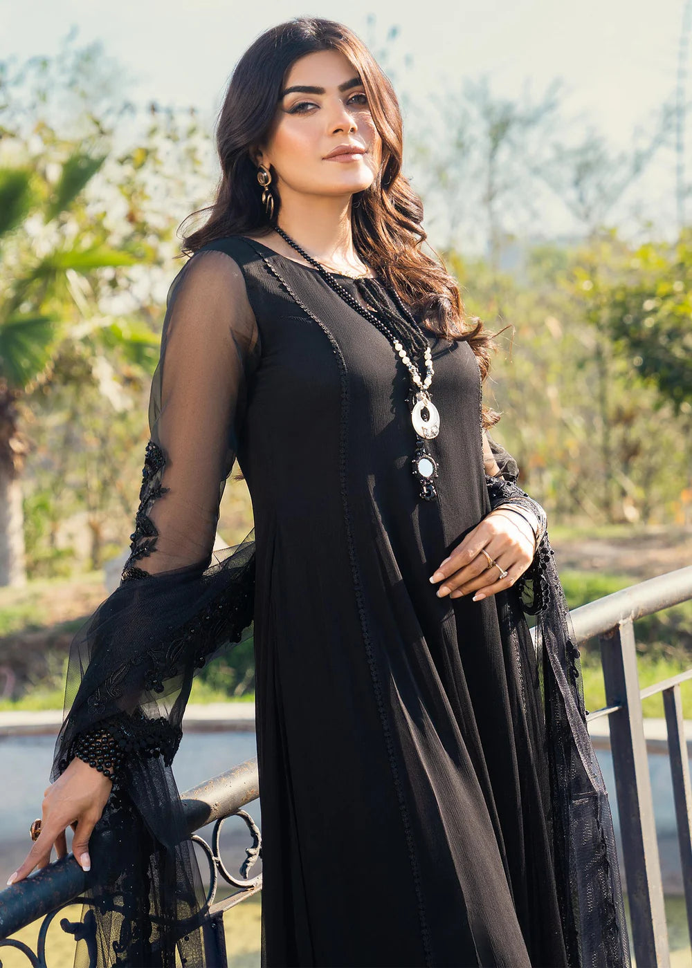 Black Readymade Chiffon Anarkali