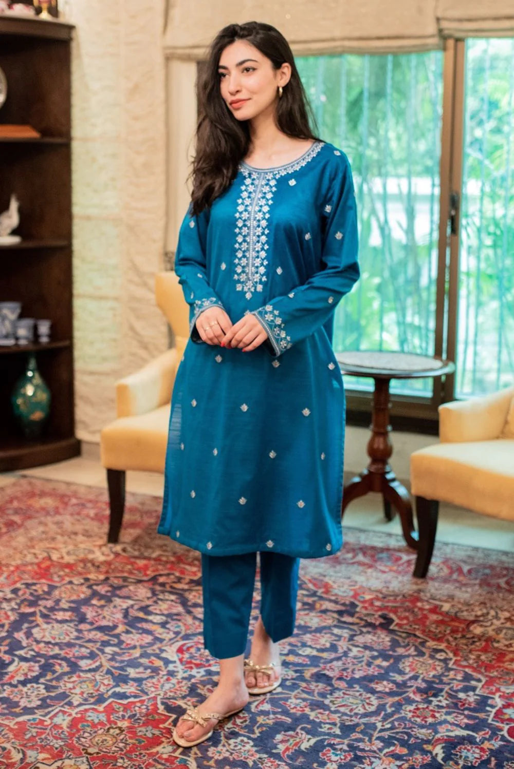 Blue Kurta with Straight Pants