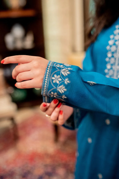 Blue Kurta with Straight Pants