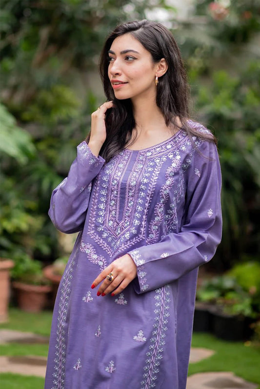 Lavender Embroidered Kurta with Straight Pants