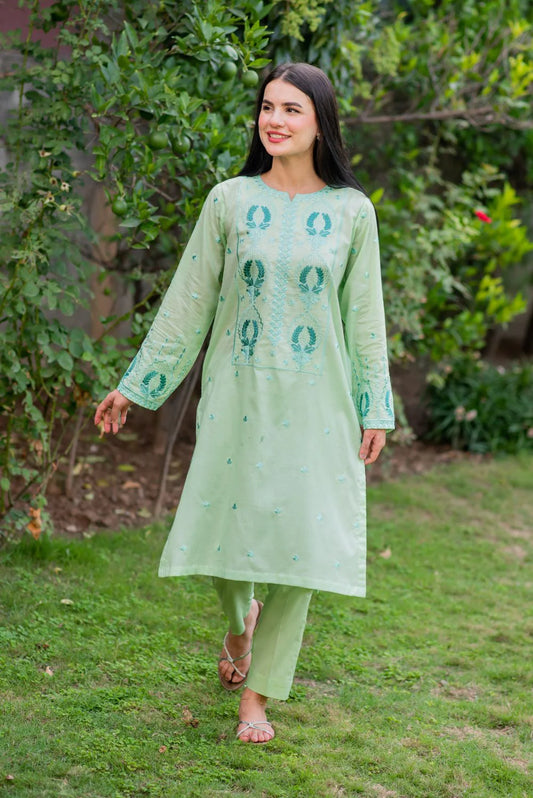 Greenish-Cyan Kurta with Straight Pants