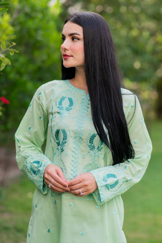 Greenish-Cyan Kurta with Straight Pants