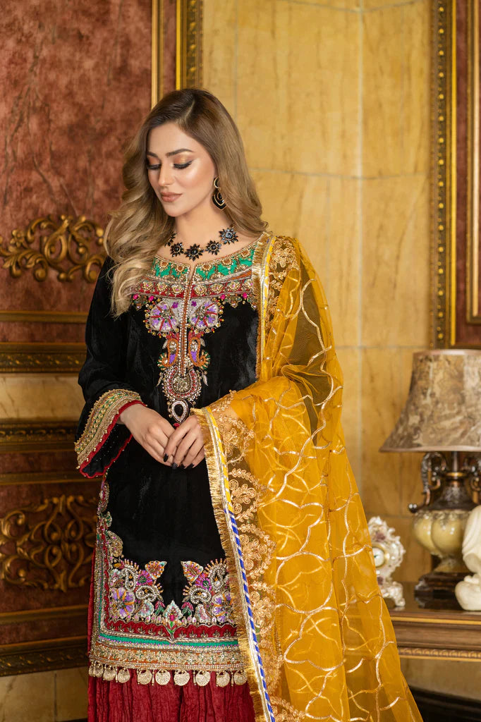 fully stitched black and red sharara online in UAE