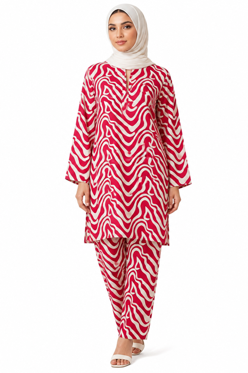 Geometric Floral Lawn Ladies Suit Online in UK USA Canada