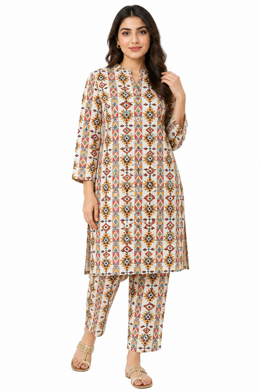 Geometric Floral Print AirJet Lawn Unstitched Suit Online in Dubai UAE Abudhabi Ajman Sharjah