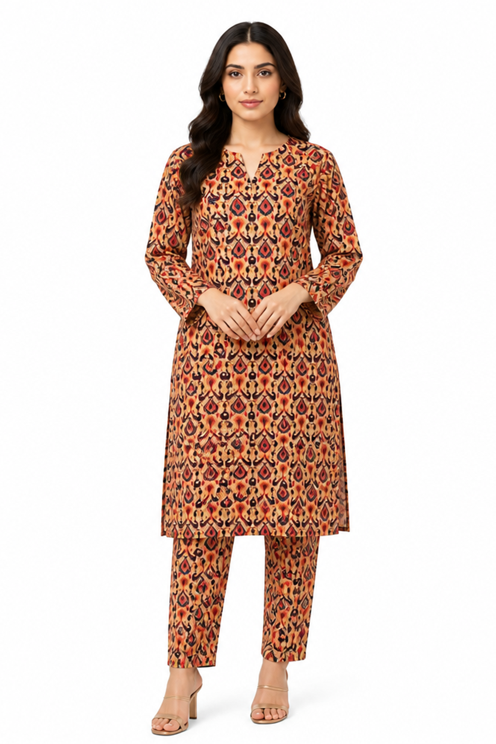 Geometric Floral Printed AirJet Lawn Salwar Suit Online in Dubai UAE Abudhabi Ajman Sharjah