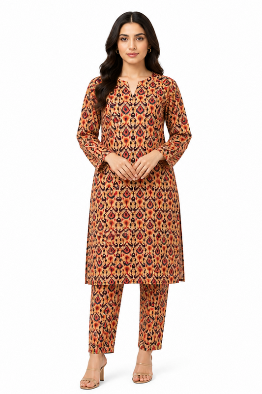 Geometric Floral Printed AirJet Lawn Salwar Suit Online in Dubai UAE Abudhabi Ajman Sharjah