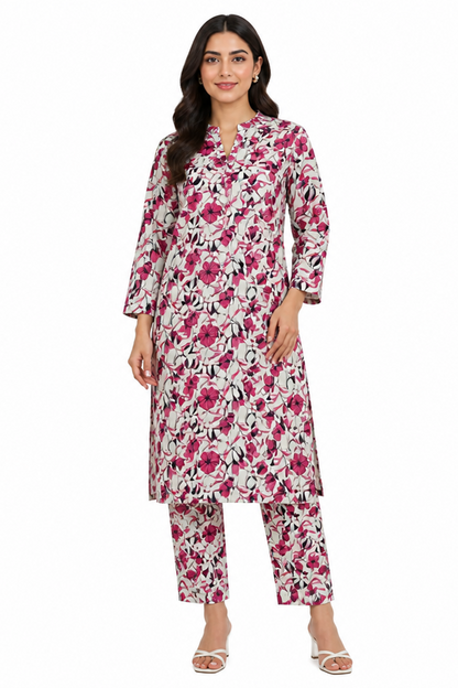 Geometric Floral Printed AirJet Lawn Suit Online in Dubai UAE Abudhabi Ajman Sharjah