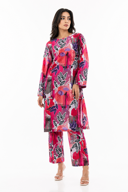 Geometric Floral Printed AirJet Lawn Suit Online in Dubai UAE Abudhabi Ajman Sharjah