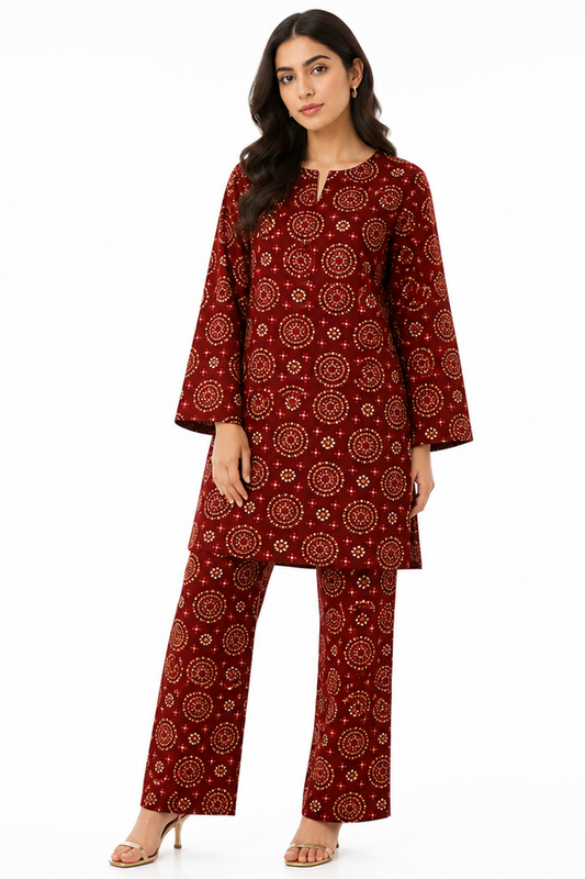 Geometric Print AirJet Lawn Suit Online in Dubai UAE Abudhabi Ajman Sharjah