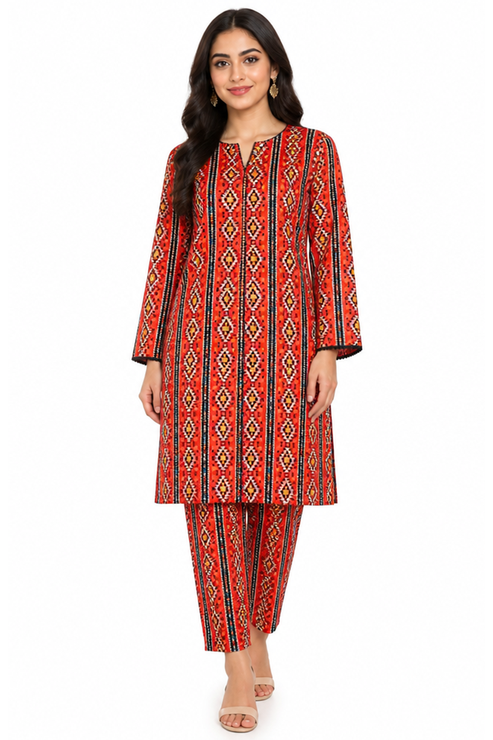 Geometric Print AirJet Lawn Suit Online in Dubai UAE Abudhabi Ajman Sharjah