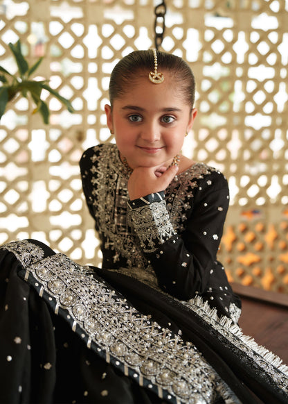 Girls Black Chiffon Gharara Party Suit Online in Dubai UAE Abudhabi Ajman Sharjah