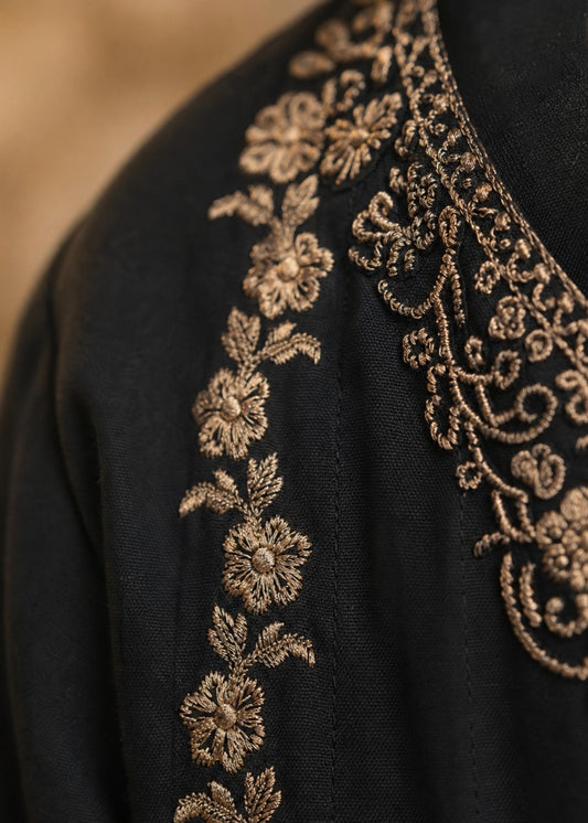 Girls Black Cotton Embroidered Salwar Kameez Online in KSA Riyadh Saudi Arabia Oman Bahrain Qatar