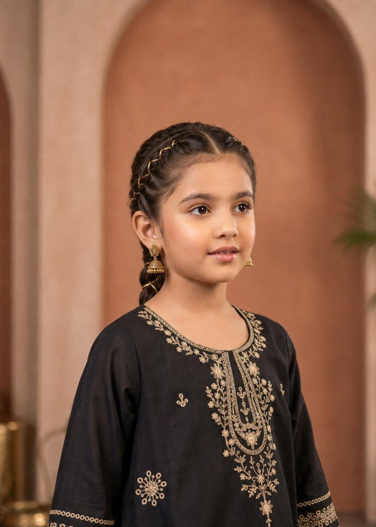 Girls Black Cotton Kurta with Straight Trouser Online in KSA Riyadh Saudi Arabia Oman Bahrain Qatar