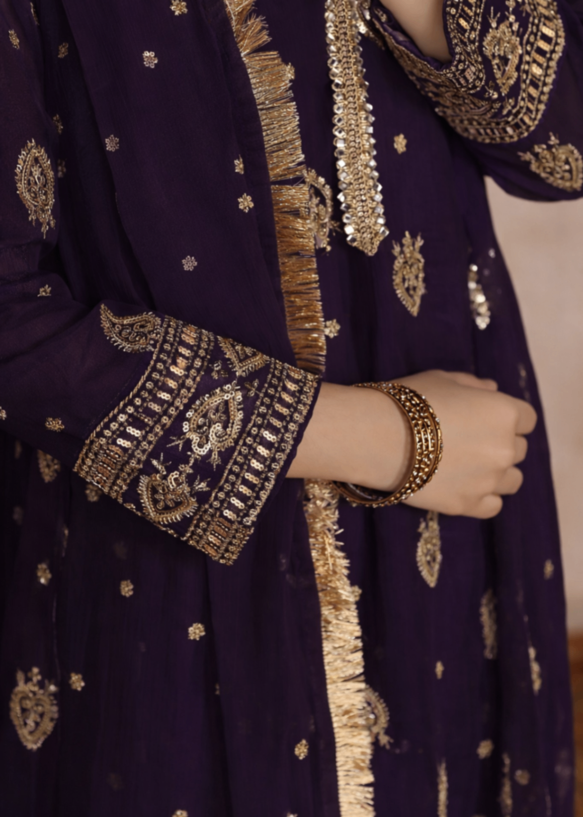 Girls Embroidered Chiffon Pishwas Set Online in UK USA Canada
