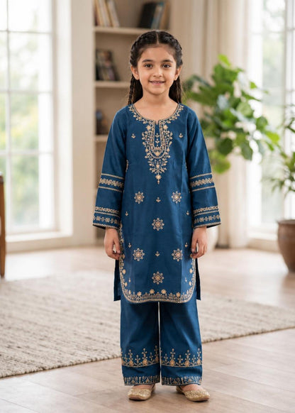 Girls Embroidered Cotton Jacquard Salwar Kameez Online in KSA Riyadh Saudi Arabia Oman Bahrain Qatar
