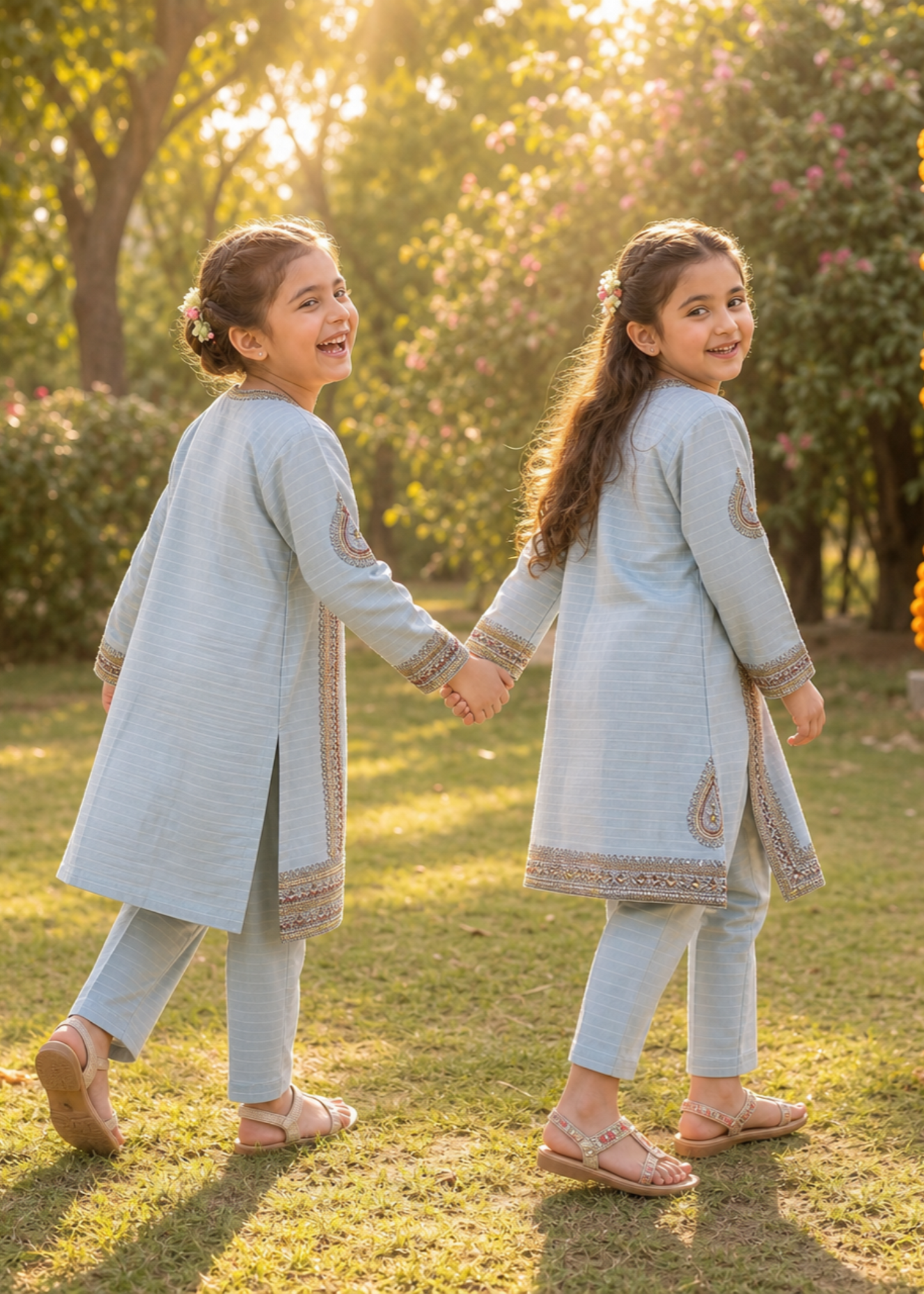 Girls Embroidered Cotton Straight Kurta Trouser Online in KSA Riyadh Saudi Arabia Oman Bahrain Qatar