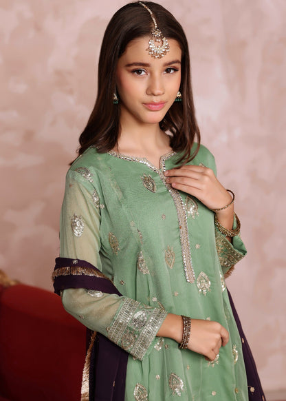 Girls Festive Wear Chiffon Pishwas Suit Online in UK USA Canada