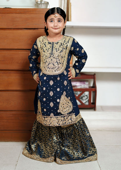 Girls Navy Blue Chiffon Pakistani Suit Online in UK USA Canada