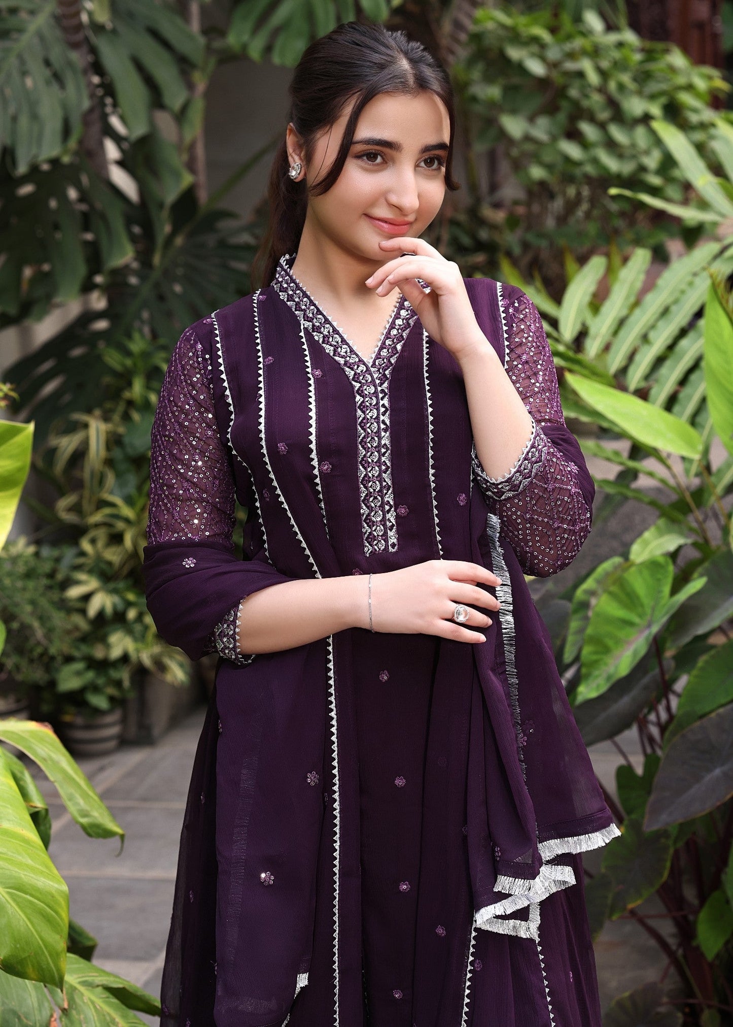 Girls Party Wear Embroidered Chiffon Suit Online in Dubai DXB UAE Abudhabi Meena Bazaar