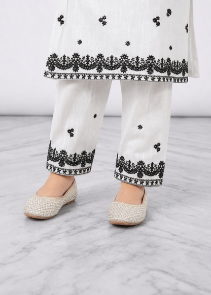 Girls White Cotton Embroidered Eastern Suit Online in Sri Lanka India Australia