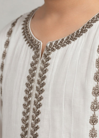 Girls White Cotton Embroidered Suit Online in KSA Riyadh Saudi Arabia Oman Bahrain Qatar