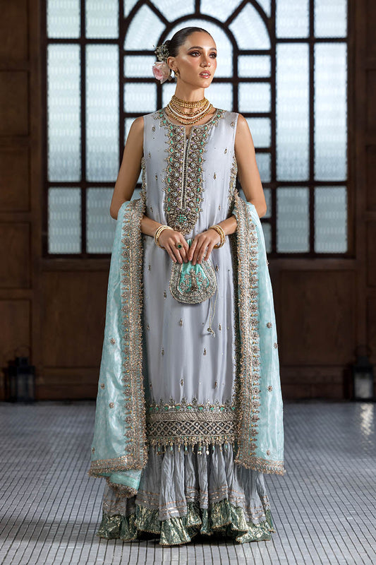 Gloss Silk Hand embroideres Gota Work Sharara Pakistani Designer Suit Online in KSA Riyadh Saudi Arabia Oman Bahrain Qatar