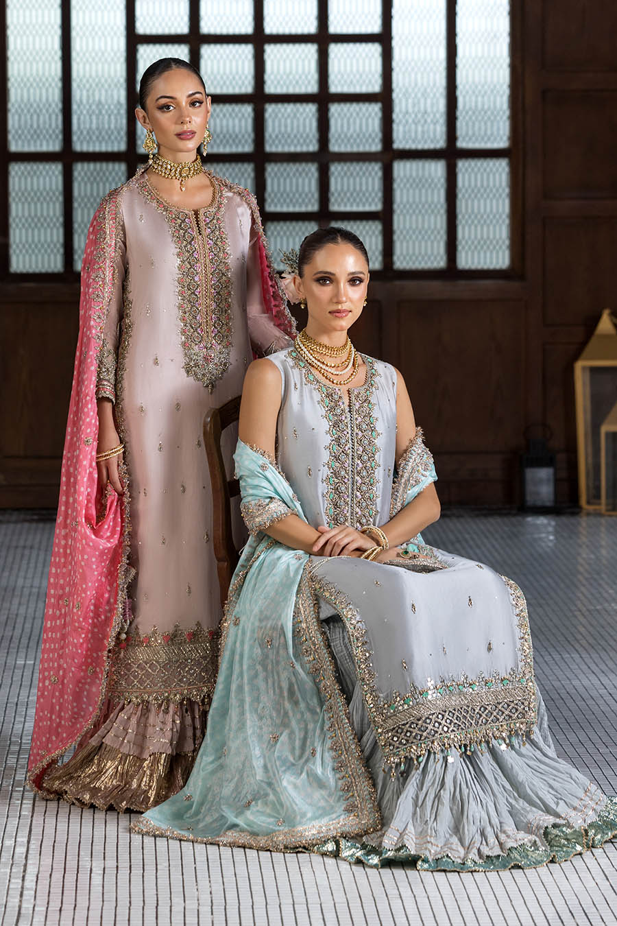 Gloss Silk Sharara with Handmade Dupatta Online in Dubai DXB UAE Abudhabi Meena Bazaar