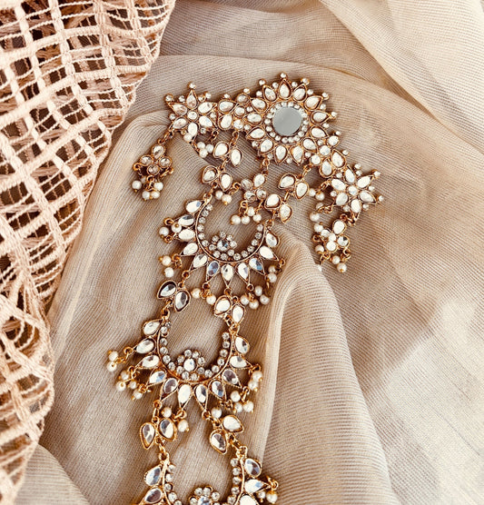 Gold bridal hair paranda for wedding guests Online in KSA Riyadh Saudi Arabia Oman Bahrain Qatar