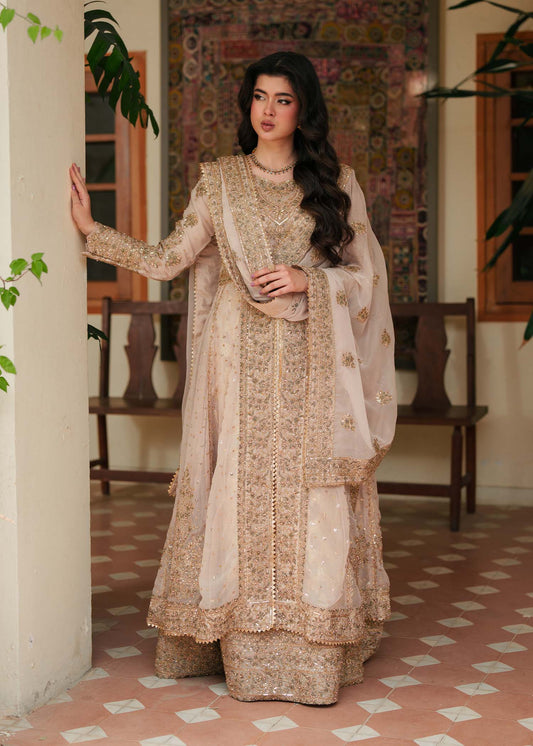 Gold Chiffon Embellished Wedding Suit Online in Dubai DXB UAE Abudhabi Meena Bazaar