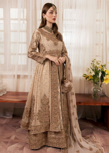 Gold Chiffon Embroidered Ladies Suit Online in Sri Lanka India Australia