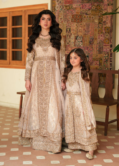 Gold Chiffon Festive Dress for Girls Online in KSA Riyadh Saudi Arabia Oman Bahrain Qatar