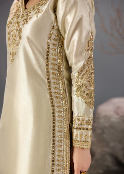 Gold Crush Sharara Suit with Organza Dupatta Online in Dubai UAE Abudhabi Ajman Sharjah