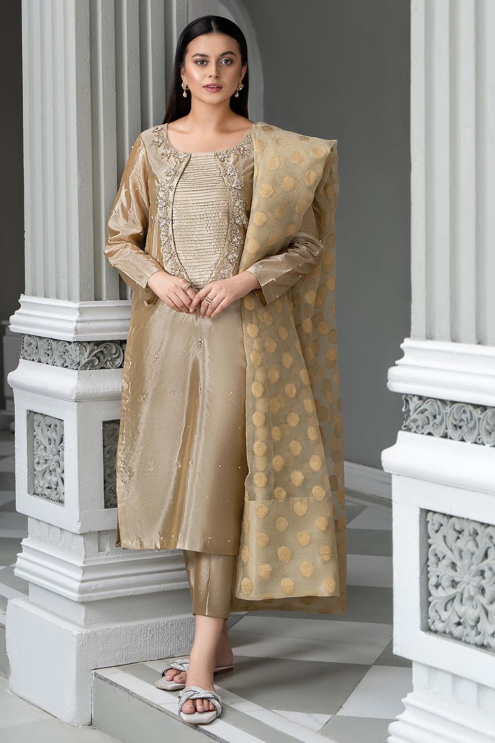 Gold Embellished Kattan Silk Straight Kurta Online in Dubai UAE Abudhabi Ajman Sharjah