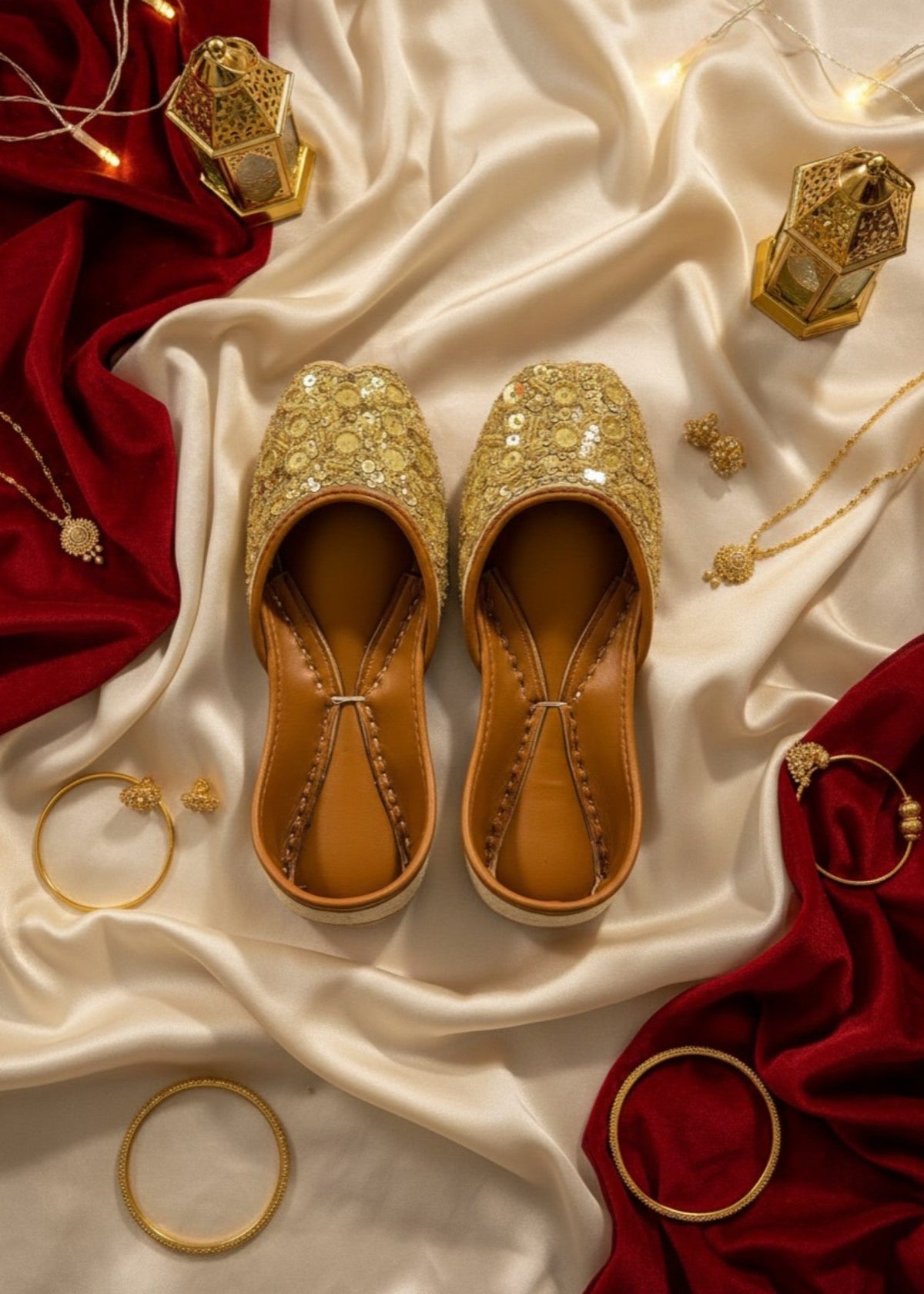 Gold Embellished Khussa for Women Online in Dubai DXB UAE Abudhabi Meena Bazaar