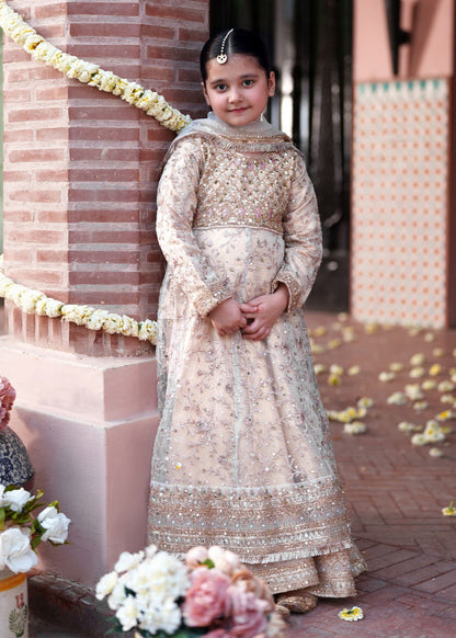 Gold Embellished Net Kids Party Wear Salwar Kameez Online in UK USA Canada
